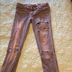 Ripped light wash skinny jeans